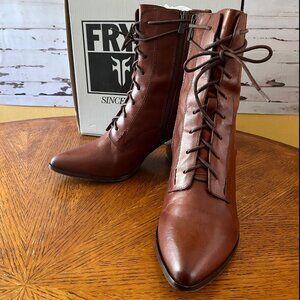 Frye Renee Lace Up Brown Boots